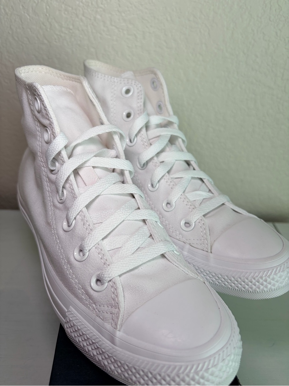 Classic High-Top Canvas Sneakers in Monochrome  White New M5.5/W7.5